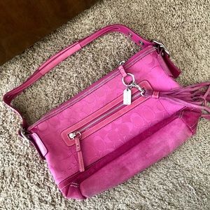 Coach small pink tassel tote